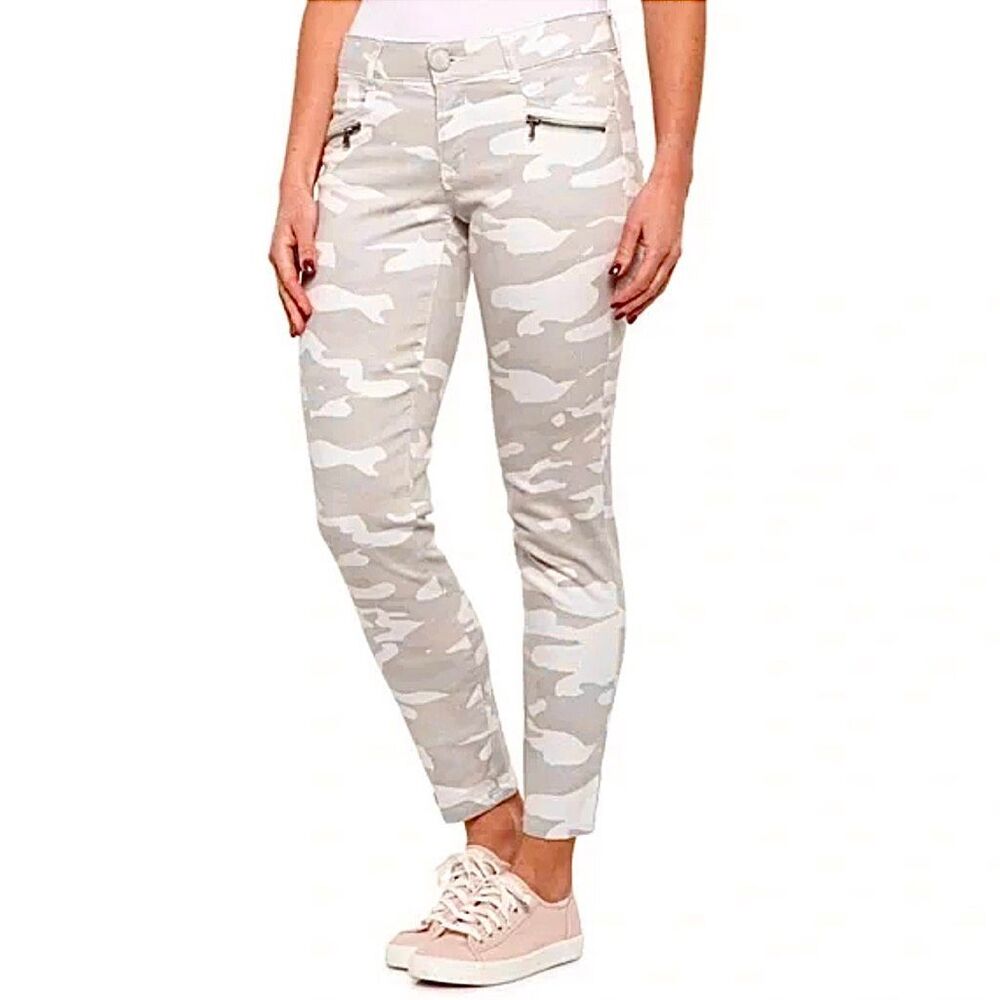 Democracy Ab Technology Freedom Ankle Jeans Light Gray Cream Camo 10